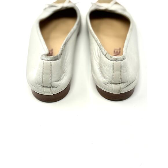 Chanel CC Cap Toe Ballet Flats Classic Kidskin Leather Cream Gold Bow EU 37.5 - Picture 9 of 15